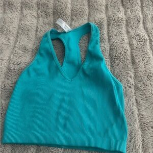 Vibrant Blue Ribbed Crop Top